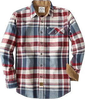 Dubinik® 6 oz Flannel Shirt for Men Long Sleeve Casual Brushed Cotton