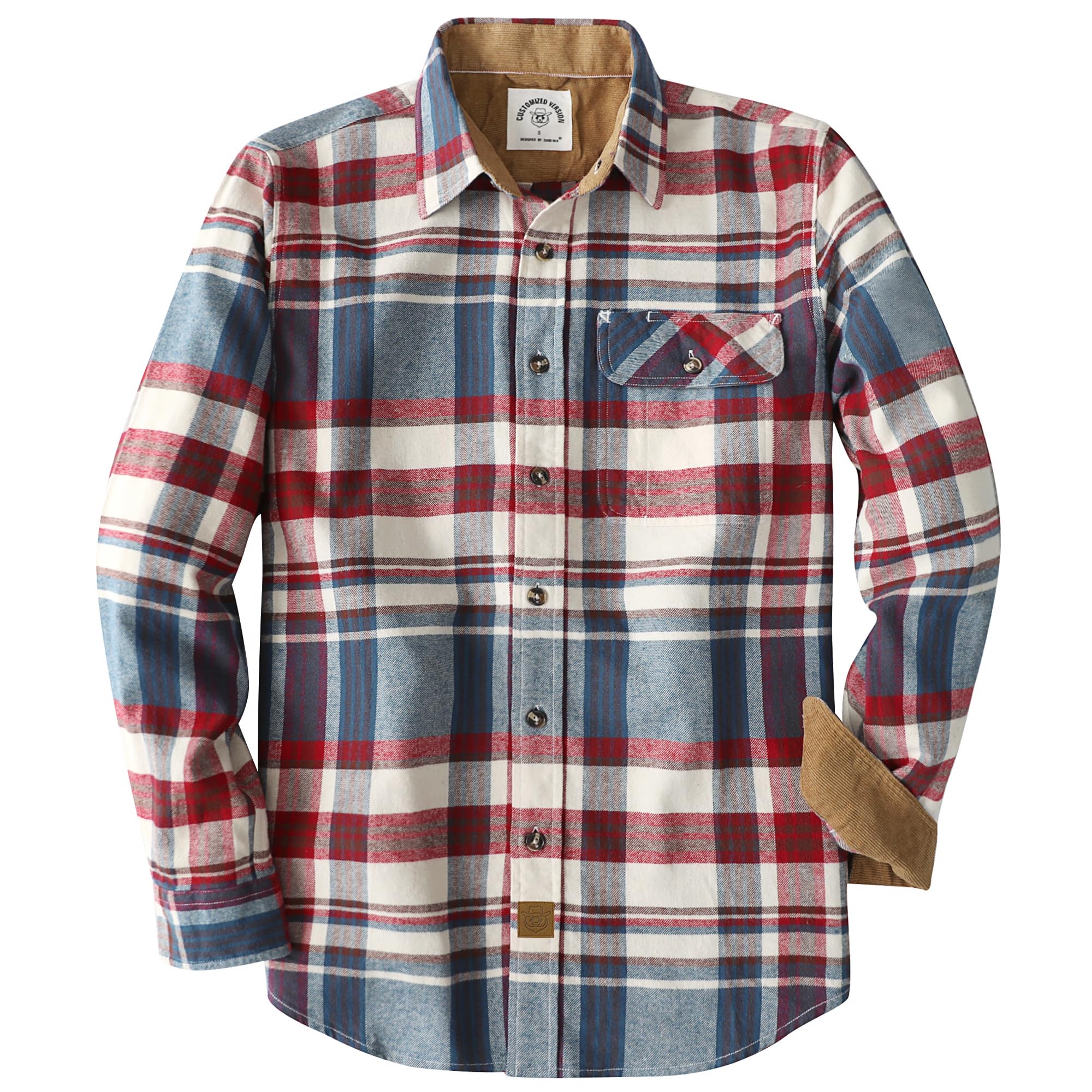 Dubinik® 6 oz Flannel Shirt for Men Long Sleeve Casual Brushed Cotton