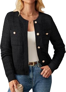 GRACE KARIN Women Long Sleeve Button Cardigan Sweater Lightweight Knitted Cardigan Office Party with Pockets