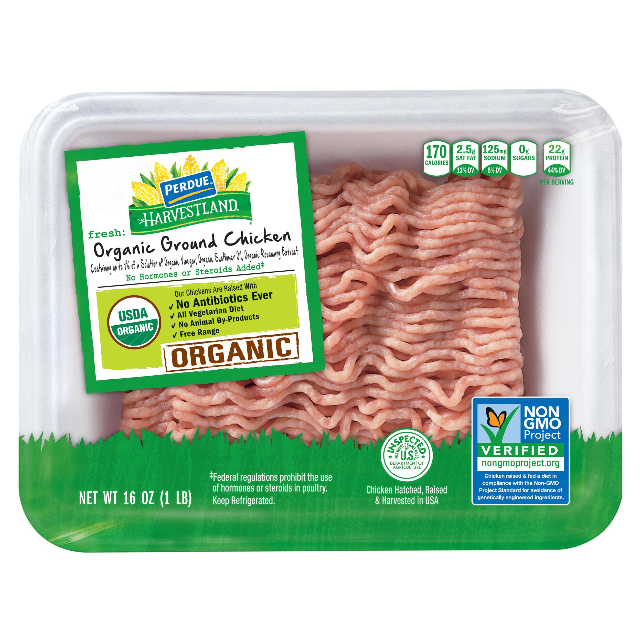 Perdue Harvestland Organic Ground Chicken, Free Range, Non-GMO, All Natural, Fre