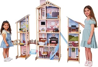 KidKraft Kraft Your Way™ Magnolia Mansion Dollhouse; 71 Pc Amazon Exclusive | 5-Ft-Tall Dollhouse w/ Lights & Sounds, 16 Play Spaces, Fits 12-In Dolls