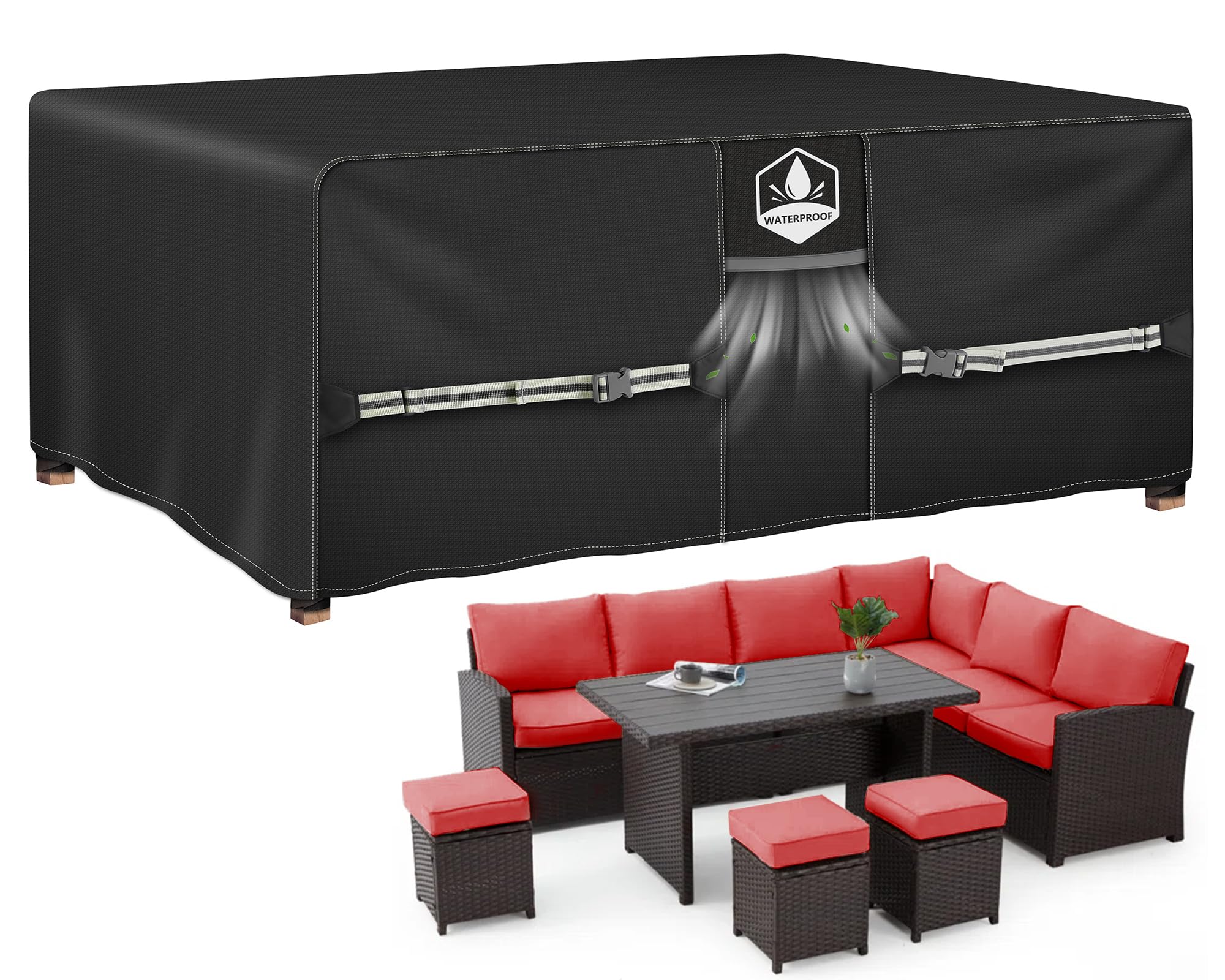 Rimwig Garden Furniture Covers Waterproof 242x182x100cm Rattan Sofa Cover | 420D