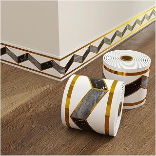 Flexible Baseboard Moulding Trim, Marble Wall Border Sticker 4" x 16.4' Self Adhesive Vinyl Wall Base for Living Room Bathroom Kitchen Tile