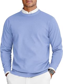 COOFANDY Mens Crew Neck Sweaters Long Sleeve Lightweight Knit Dress Pullover Sweaters