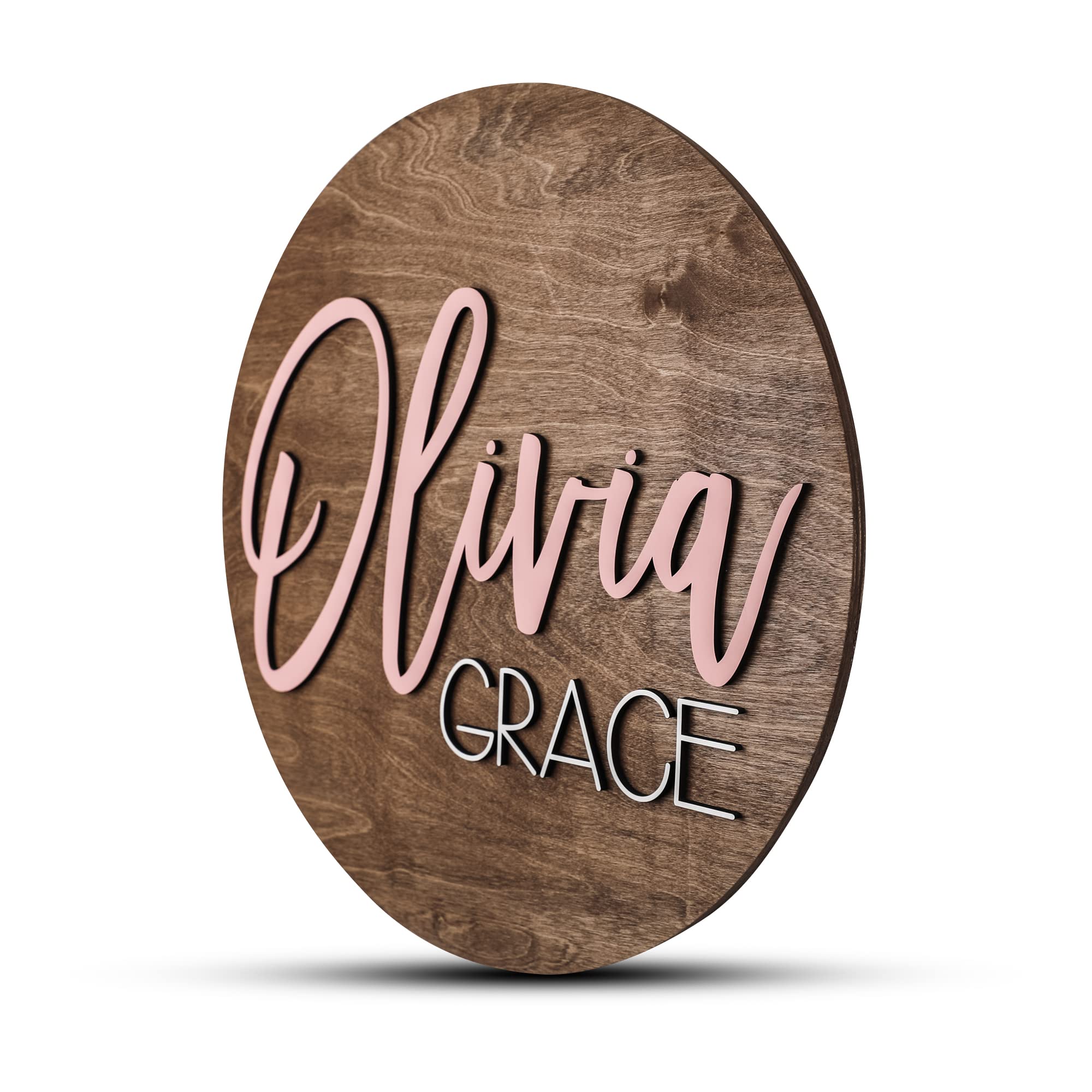 Custom Round Nursery Name Sign, Personalized Wooden Wall Plaque, 12" 18" 24" 30"