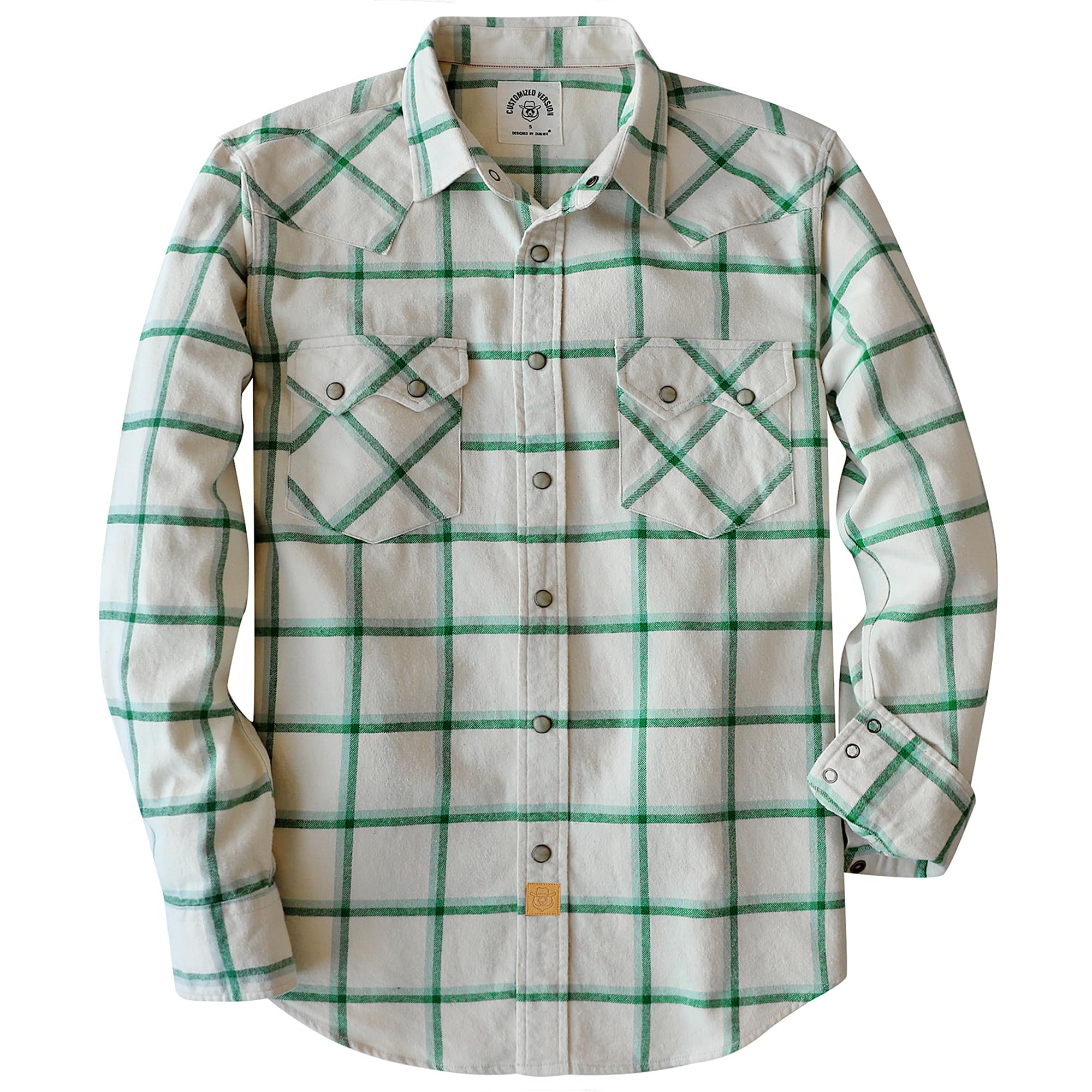 Dubinik® 6.3oz Flannel Shirt for Men Western Long Sleeve Cotton Snap Cowboy