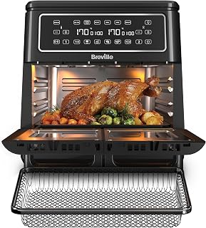 Breville Halo Flexi Air Fryer & Large Mesh Tray | Digital Dual Air Fryer Oven | 11L: Serves 10+ | Fry, Bake, Grill, Roast & Reheat | 2400 W | Save £65 a Year on Energy Bills* | Black [VDF138]