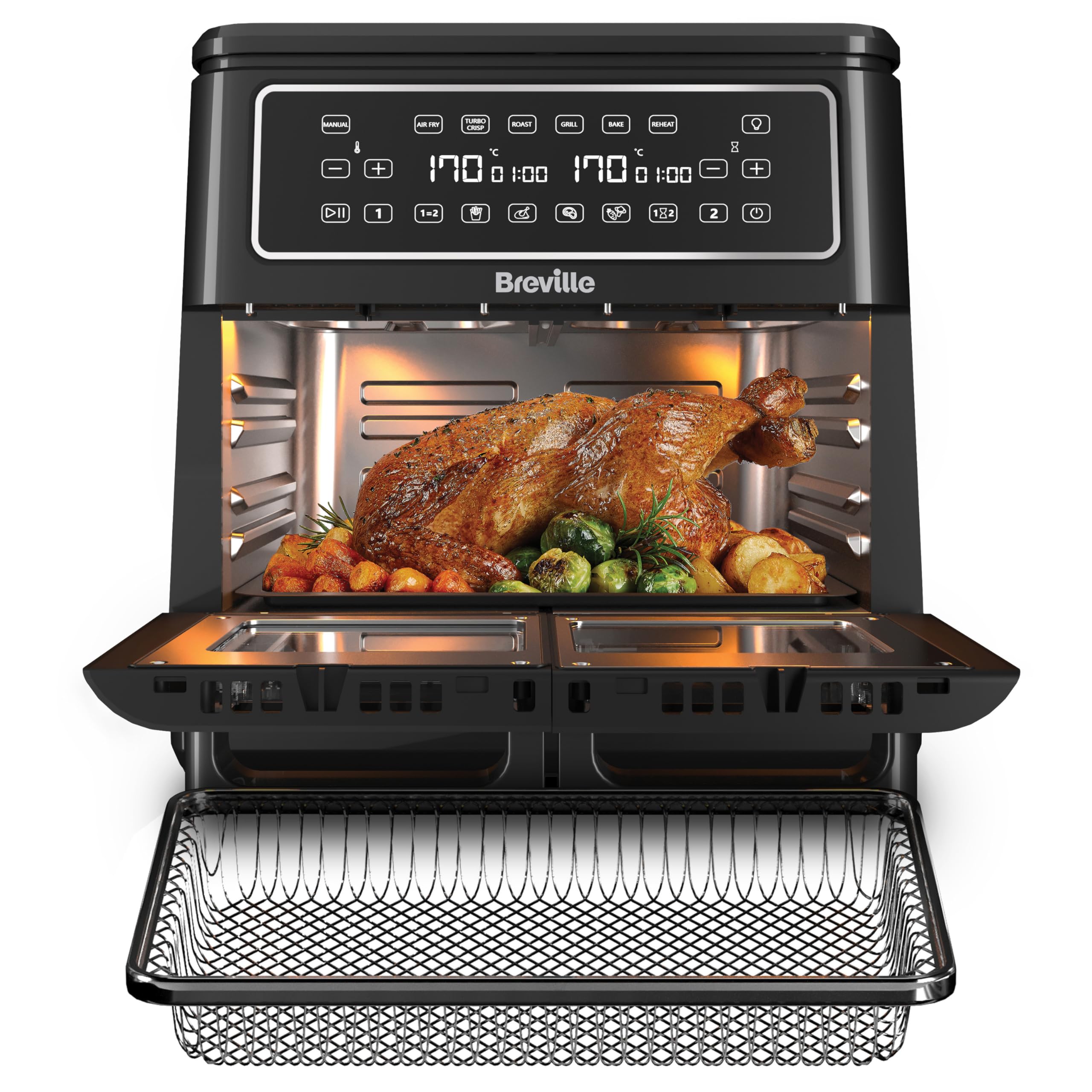 Breville Halo Flexi Air Fryer & Large Mesh Tray | Digital Dual Air Fryer Oven | 