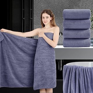 4 Pack Bath Towels - 35x70 Inches Oversized Bath Towels - Highly Absorbent Soft - Quick Dry - 600 GSM Hotel - Daily Use - Air Force Blue