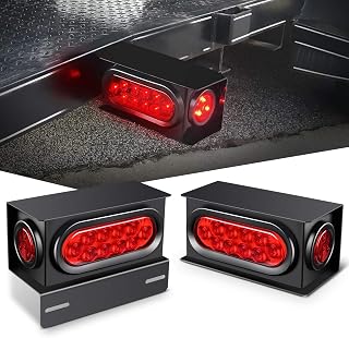 Nilight Steel Weld-On Trailer Light Box Kit with 6 Inch Oval LED Tail Light | 2 Pack,Includes 2PCS 2 Inch round red LED clearance marker lights for Truck, RV and Utility Trailer