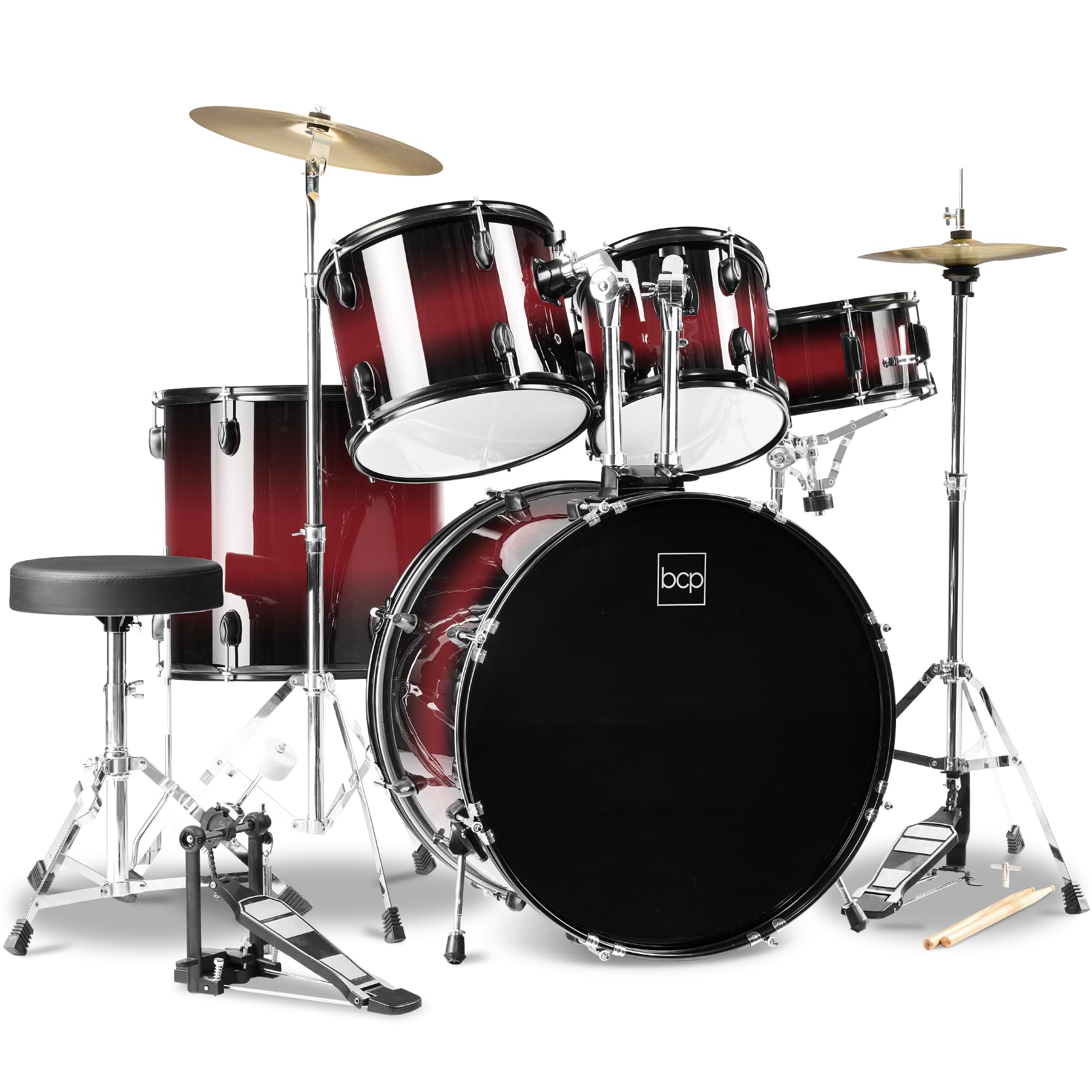 Best Choice Products 5-Piece Full Size Complete Adult Drum Set w/Cymbal Stands, 