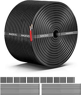 NAOEVO 16 Gauge Wire 2 Conductor, 16 Gauge Automotive Wire 12V Cable, 50FT | Tinned Copper 16 AWG Wire, 16/2 Low Voltage Cable, Flexible Stranded Electrical Wire for Automotive, Marine, Speaker, Lights