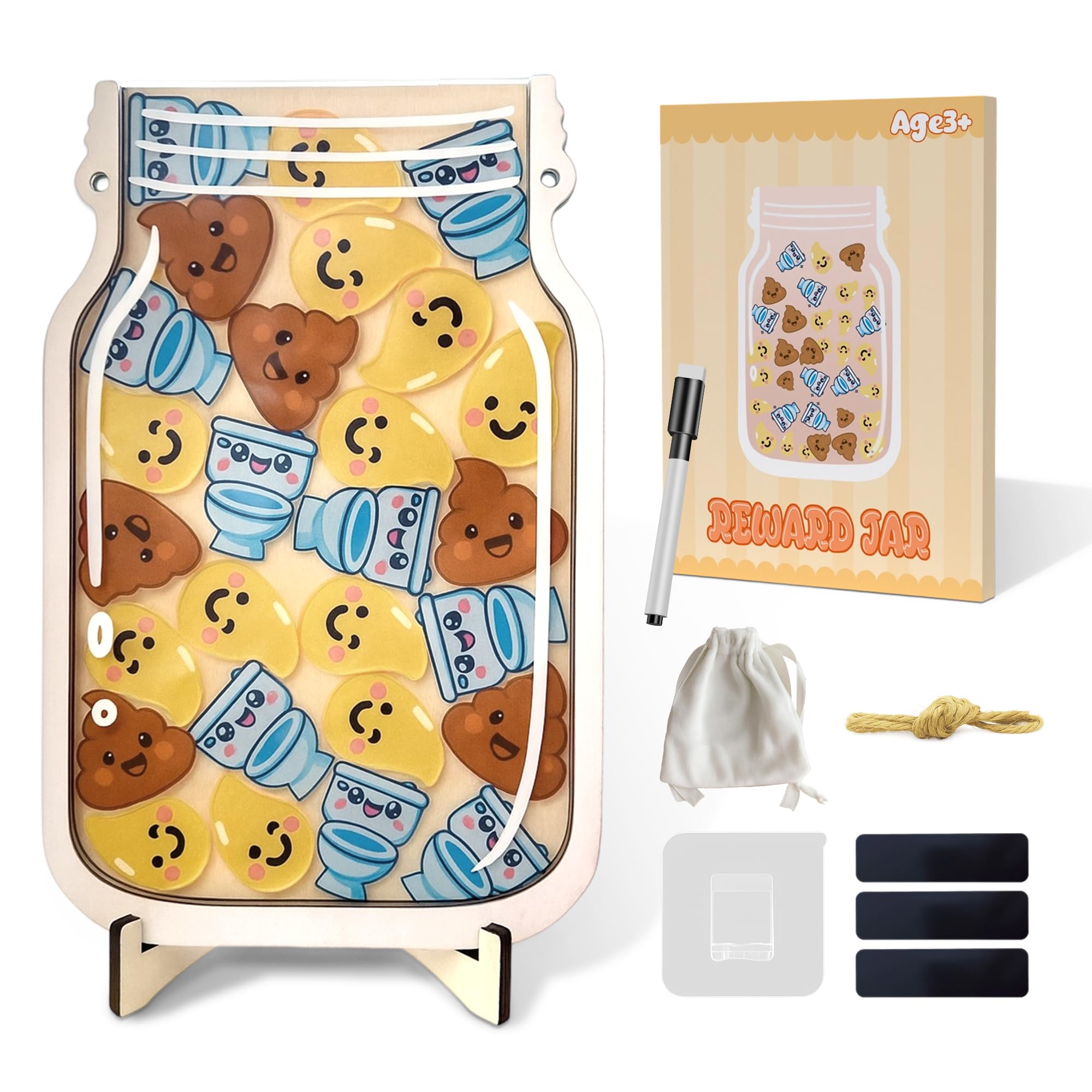Yoink Potty Training Reward Jar with 27 Fun Tokens, Potty Training Stickers for 