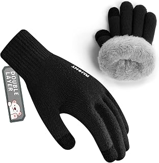 Rahhint Wool Kids Gloves for Boys Girls Winter Thermal Double Knit Gloves with Insulated Fleece Lined Keep Hand Warm Children Toddler Gift 3-15 Years