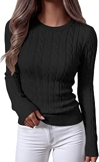 ANRABESS Maglione da donna a maniche lunghe in maglia a trecce maglione girocollo morbido elegante casual top carino autunno 2025 abiti alla moda