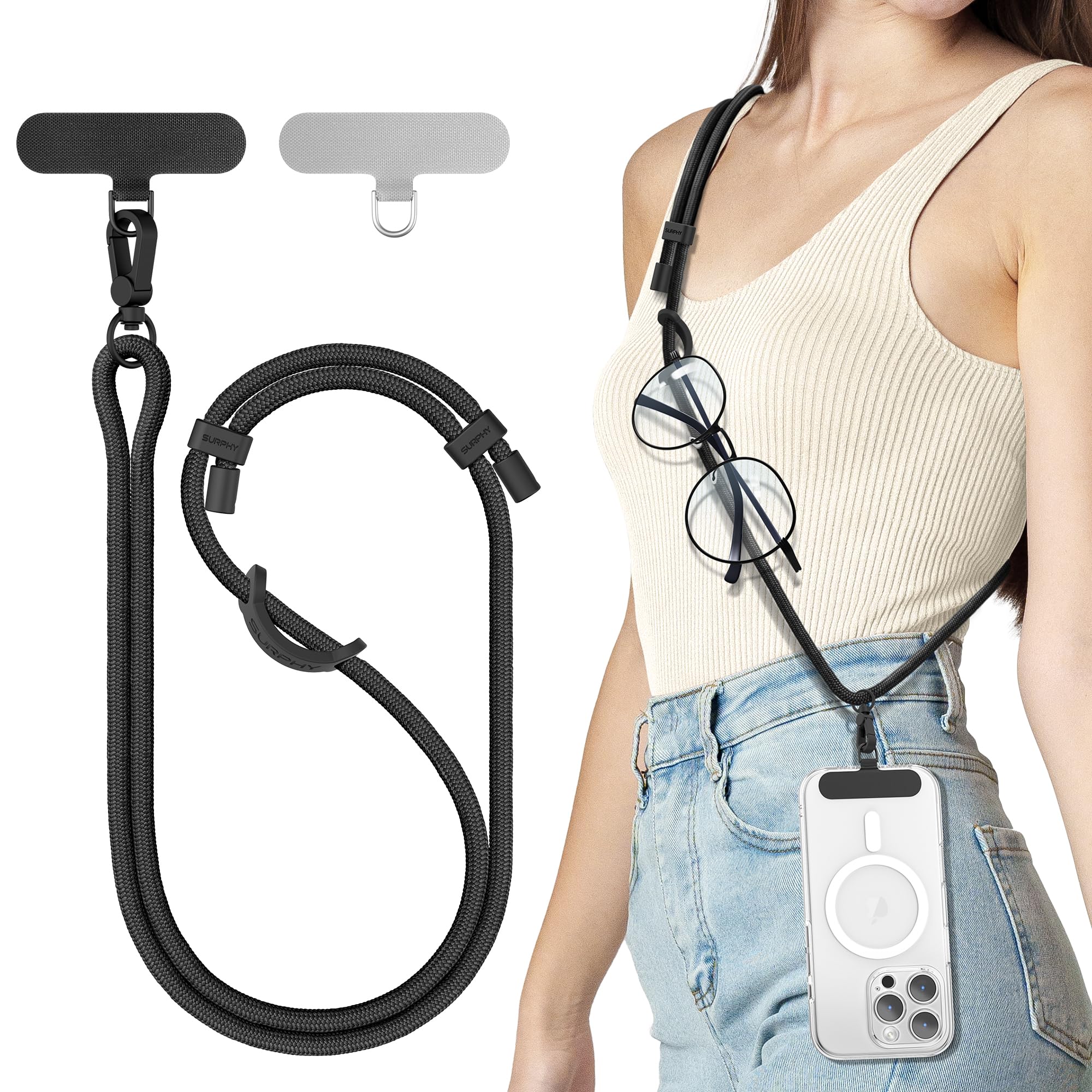 SURPHY Phone Lanyard Crossbody, Phone Strap Crossbody with 2 Tether Tabs | Adjus