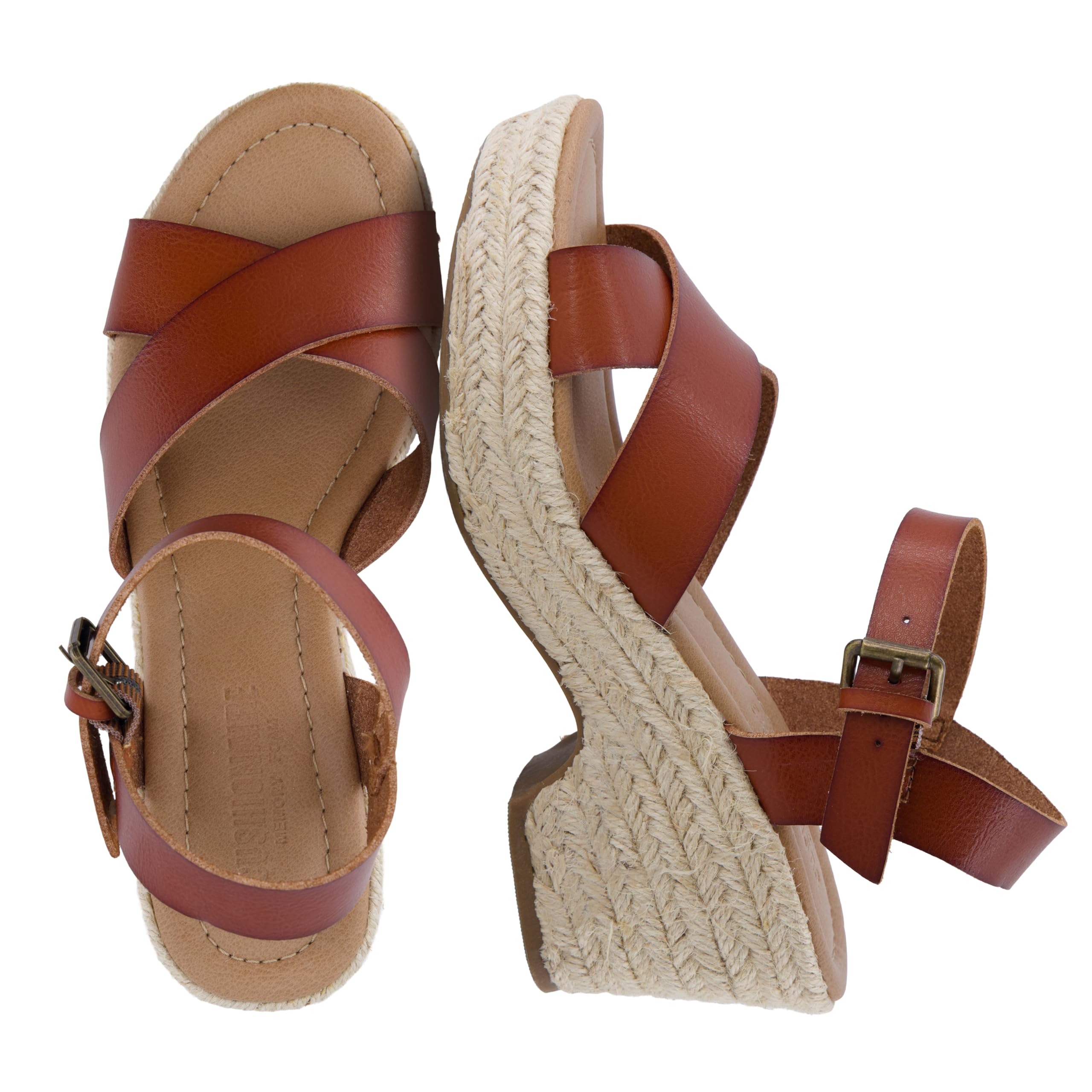 CUSHIONAIRE Robbie Women's Espadrille Wedge Sandal + Memory Foam and Wide Widths