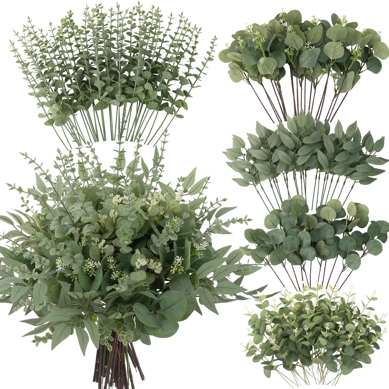 lovemoon 130 Pcs Mixed Eucalyptus Stem, Artificial Greenery Stems for Decor | 5 