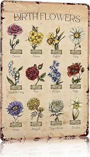 Bestylez Garden Gifts Vintage Gardening Signs Mom Grandma Birth Month Flower Tin for Home, Garden, Greenhouse, Living Room, Bedroom, Yard, Cottage, Outdoor Decor