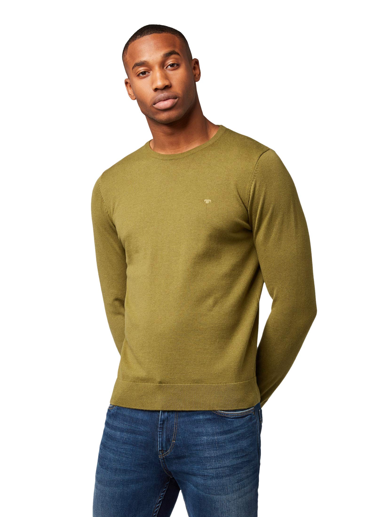 TOM TAILOR Men's Basic Plus Size Sweater with Embroidered Logo