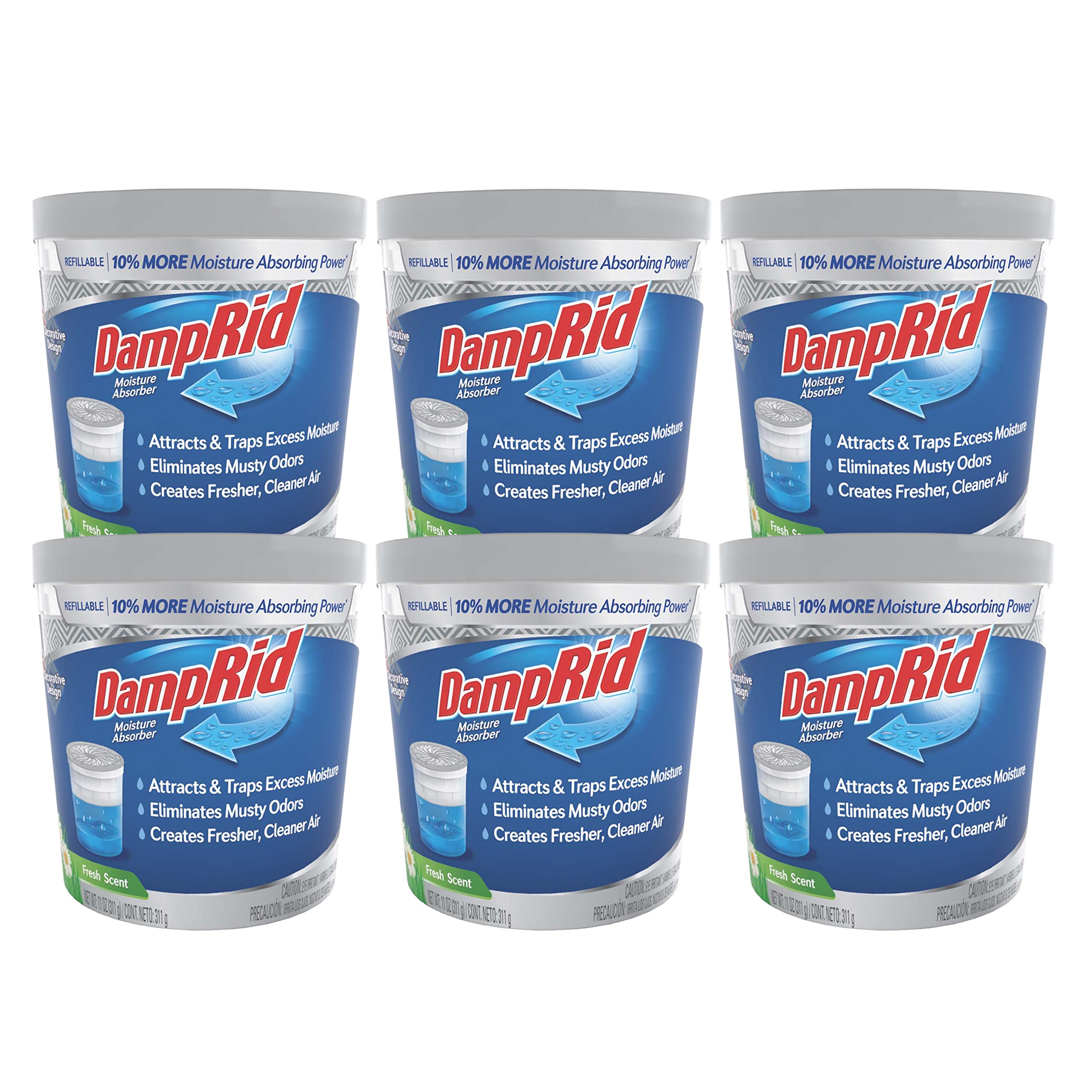 DampRid Refillable Moisture Absorber, 11 oz., 6-Pack - Fresh Scent Moisture Abso