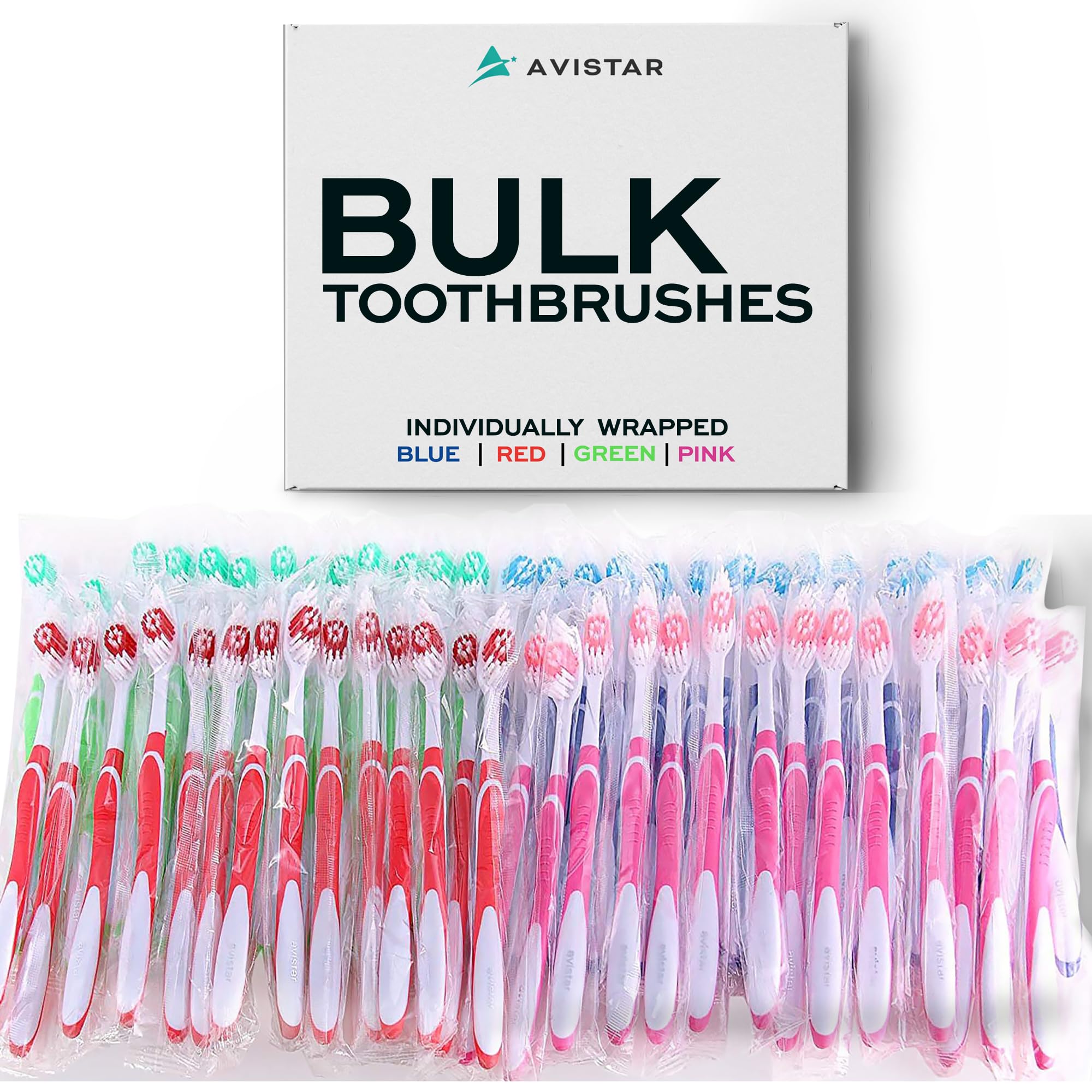 Avistar Bulk Toothbrushes Pack - 148 Individually Wrapped for Travel, Hotels, Re