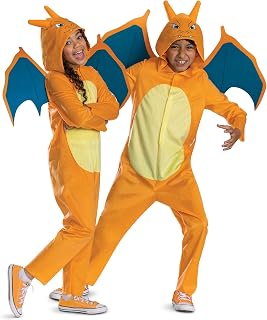 Disguise Pokemon Charizard Costume for Kids, Official Charizard Pokemon Hooded Jumpsuit, Child Size (7-8)