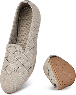 Puxowe Comfortable Ballerinas Women's Breathable Knitted Flat Shoes Memory Foam Foldable Slippers Slip-On Shoes