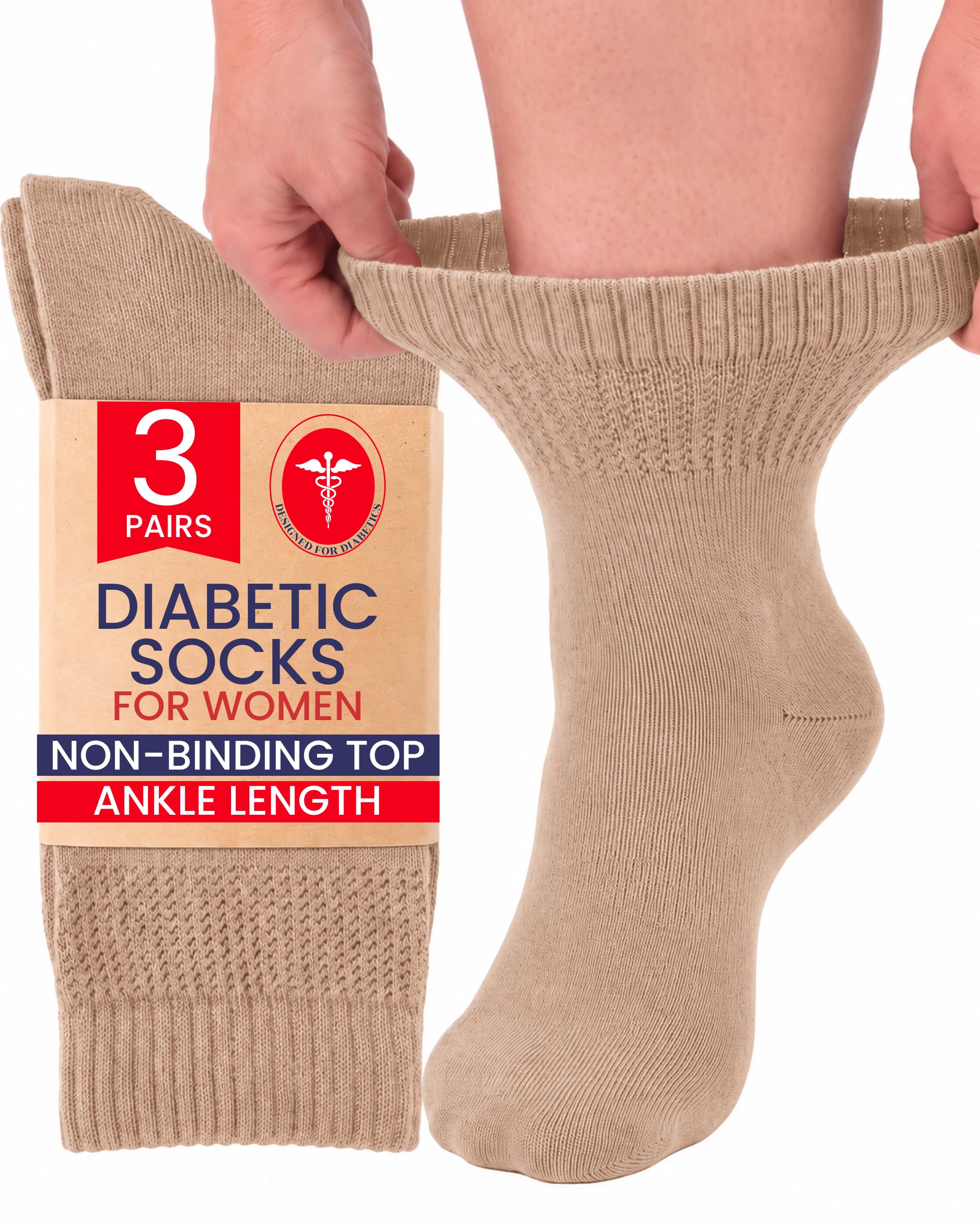 Hugh Ugoli Diabetic Women's Ankle Socks, 3 Pairs, Ultra Soft and Breathable Bamb