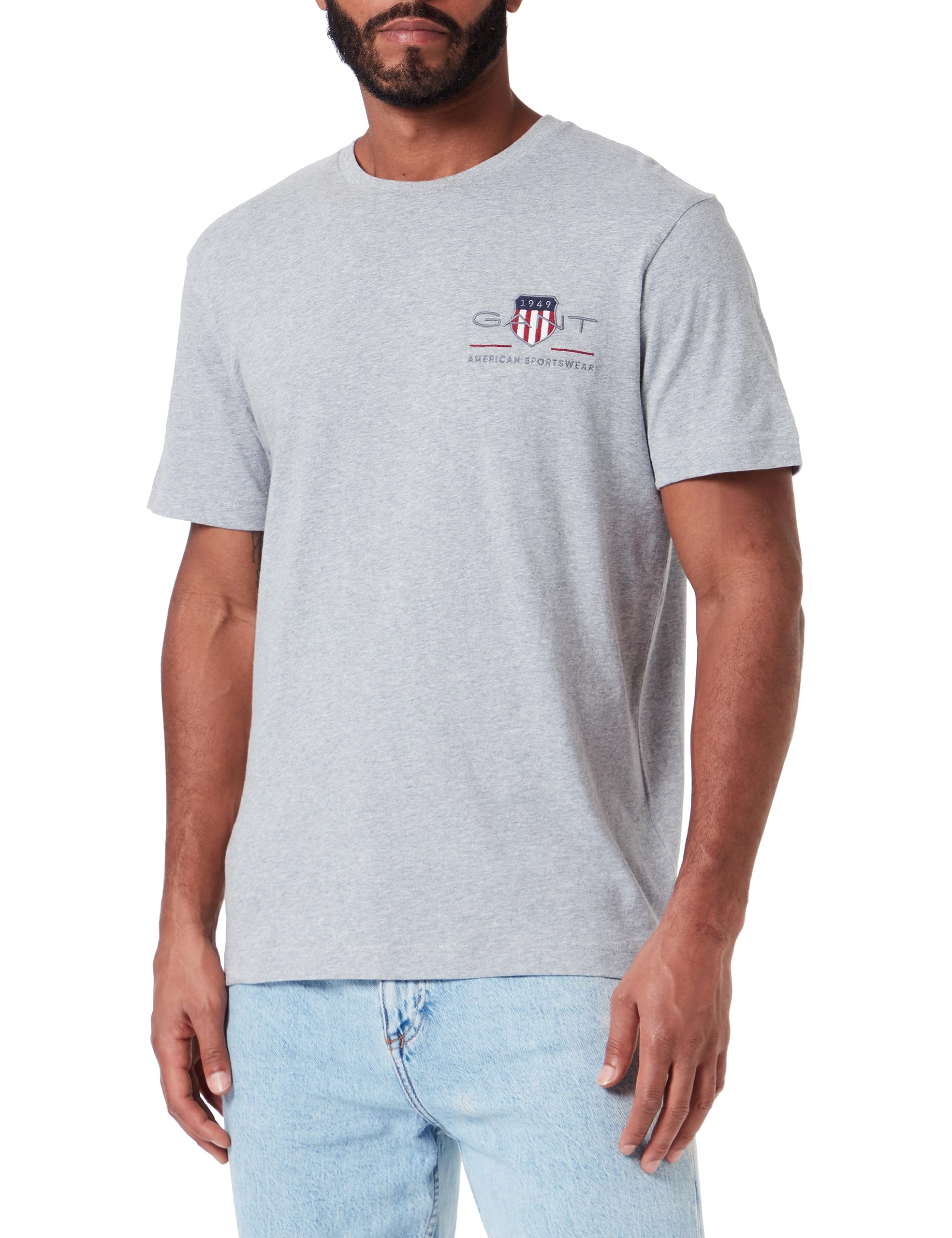 GANT Reg Archive Shield Emb SS Men's T-Shirt (Pack of 1), Grey, 3X-Large