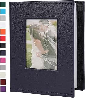 RECUTMS Small Photo Album 4x6 52 Photos Leather Baby Picture Book Dark Blue