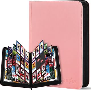 30 Pack 9 Pocket Card Binder, Premium Zip Trading Card Binder, 540 Large Capacity Side-Loading Card Storage Album, PU Card Collection Binder for Gifts, TCG, MTG, Baseball Football Sport Cards, Pink