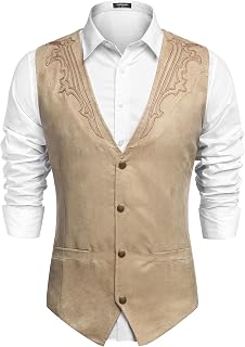 COOFANDY Men's Fashion Sleeveless Collar Denim Vest Jacket