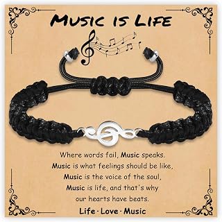 SmileBelle Music Gifts for Women Men Teacher Music Note and Guitar Bracelet | Marching Band Jewelry, Instruments Concert Essentials, Choir Gift for Music Lovers, Musician, Student
