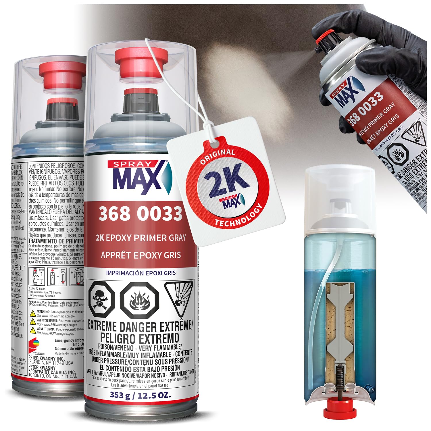 SprayMax 2K Epoxy Primer Gray | 2K Primer Automotive | Epoxy Spray Paint | For M