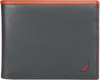 Nautica Men's Bifold Leather Wallet | RFID Blocking | ID Window | Card Slots | Organization | Durable | Stylish