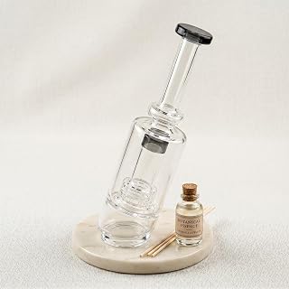 Heavy Wall Decorative Glass Bottle Attachment - Clear Replacement Top for Smart Desktop Bases, Hand-Blown Aesthetic Glasswork (Black)