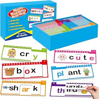 Phonics Flash Cards & Word Family Build Book, 40 Read and Rhyme Flip Books