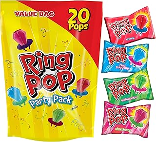 Ring Pop Halloween Candy Lollipops, 20 Count, Assorted Flavor Party Favors | Halloween lollipops, individually wrapped, for candy bowls, trick-or-treat bags, and birthday parties