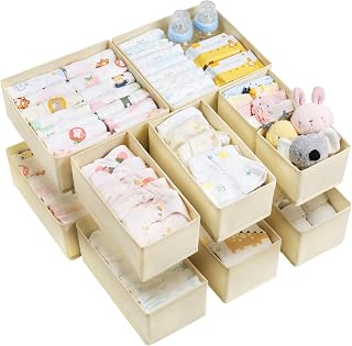 Vtopmart 12 Pack Drawer Organizer for Clothes, Underwear Organizer, Beige