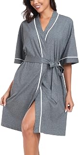EA'S SECRET Accappatoi corti estivi da donna in 100% cotone, leggero, morbido, lavorato a maglia, con tasche, confezione da 1