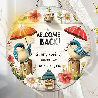 Colorful Acrylic Suncatcher, Bird Window Decor with Printed Stained Glass Style Design, Rainbow Wall Art, Gift Idea and Garden Ornament for Indoor Outdoor 7x19.8x19.8x19.8x19.8x19.8x19