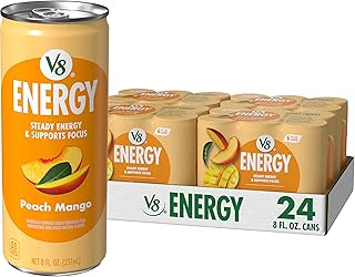 V8 Energy Peach Mango Energy Drink, 8 fl oz Can (24 Pack)