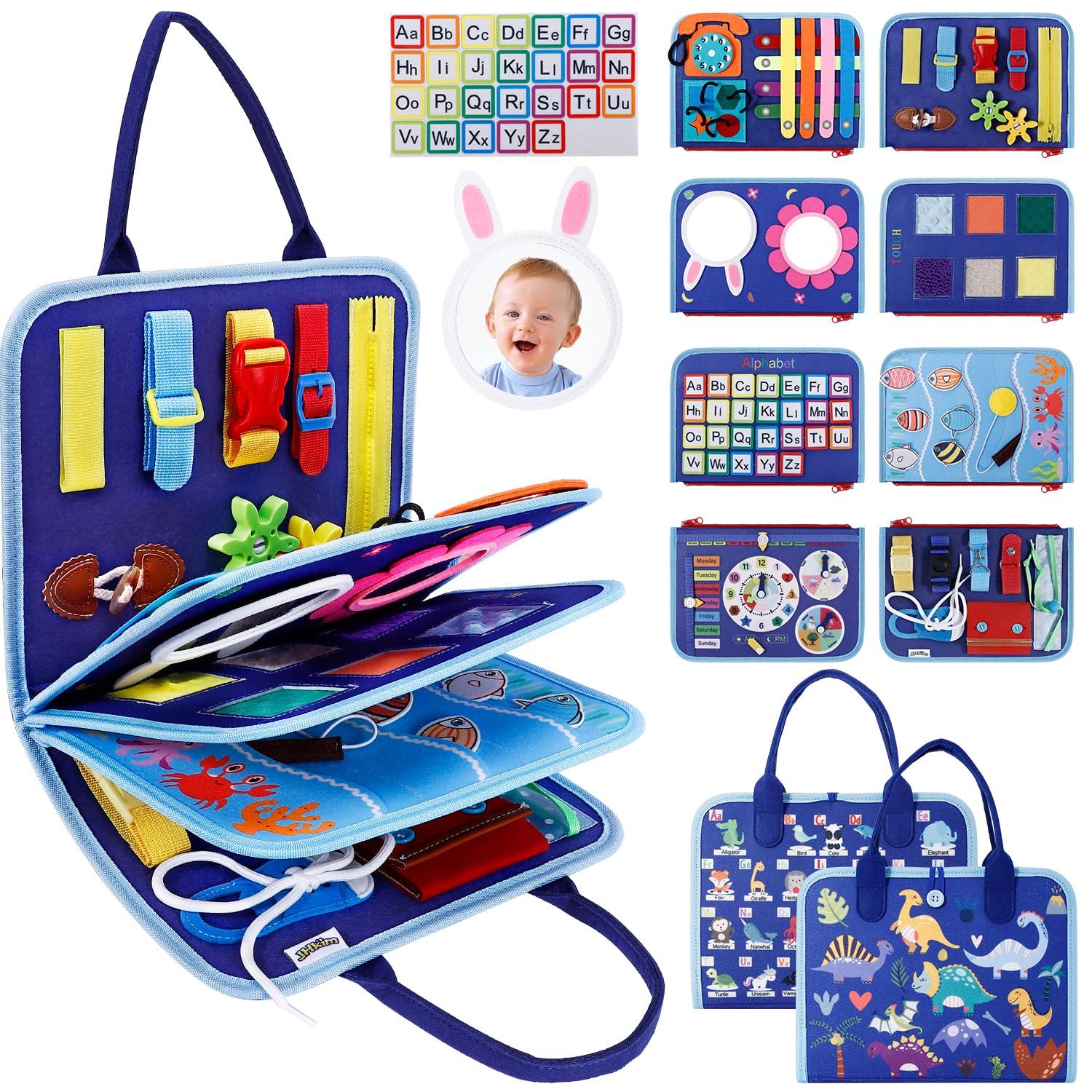 JHkim Busy Board Montessori Toys for Boys Girls Gifts, Sensory Toy, Educational 
