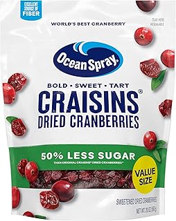 Ocean Spray® Craisins®, 50% Less Sugar Dried Cranberries, Dried Fruit, 20 Oz Pouch