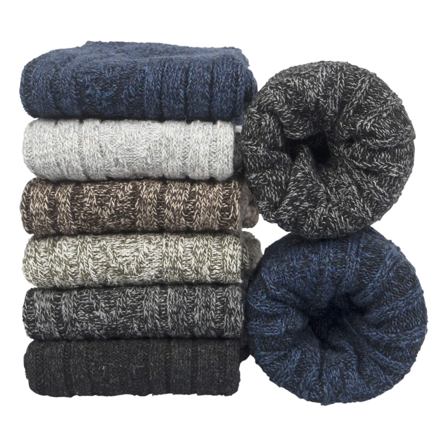 6 Pairs Mens Merino Wool Warm Winter Thermal Socks Size 6-12 Gifts for Men