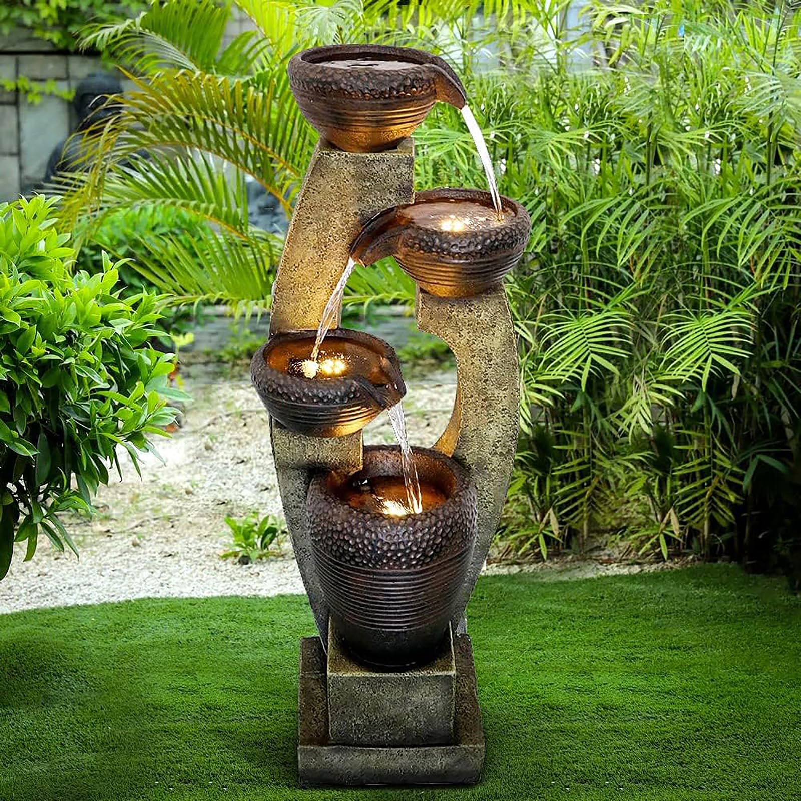 Naturefalls 40” H Modern Outdoor Fountain - 4 Crocks Outdoor Garden Fountains wi