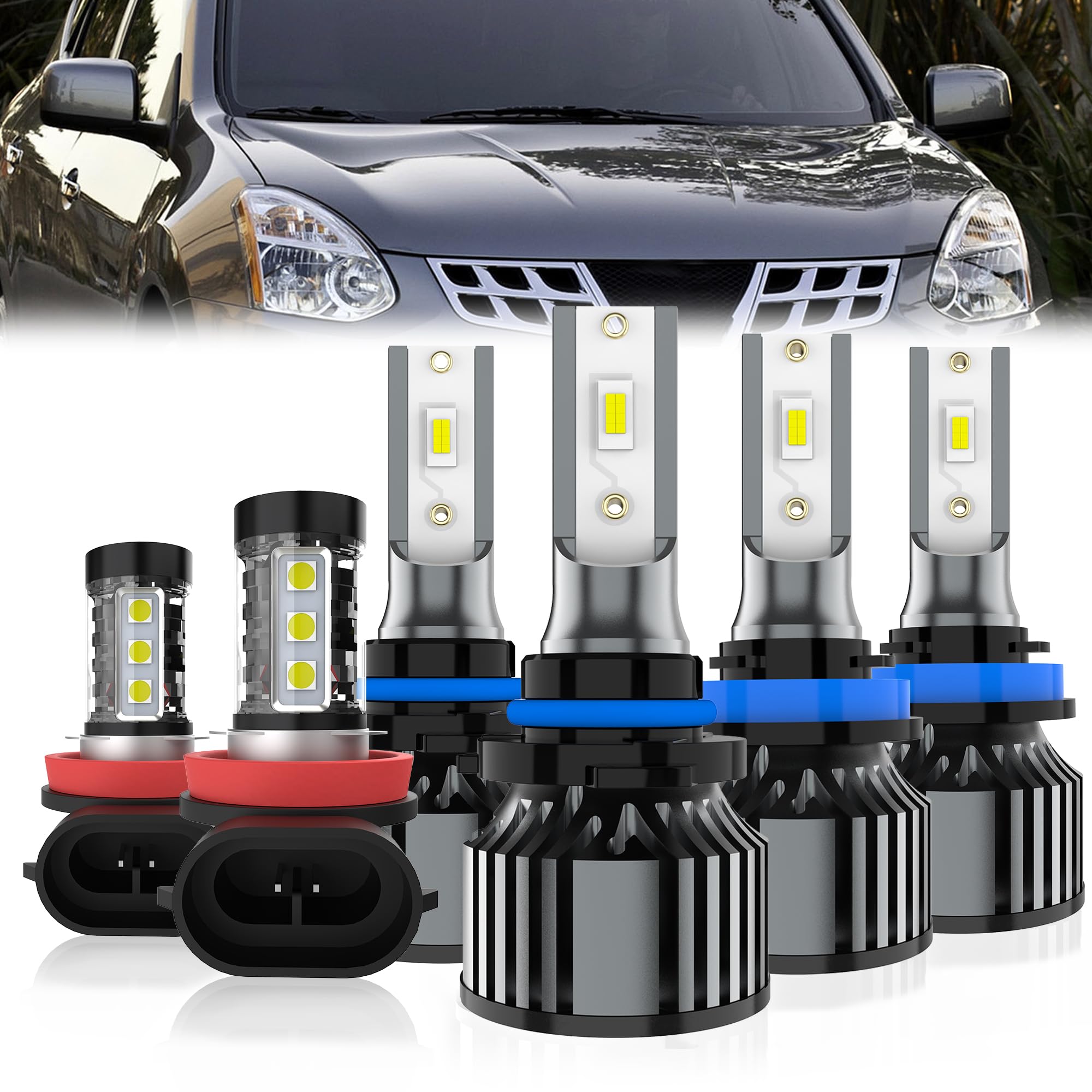 Led Headlights Fit for Nissan Rogue 2008-2013 Headlight Bulbs,9005/HB3/H10 High 
