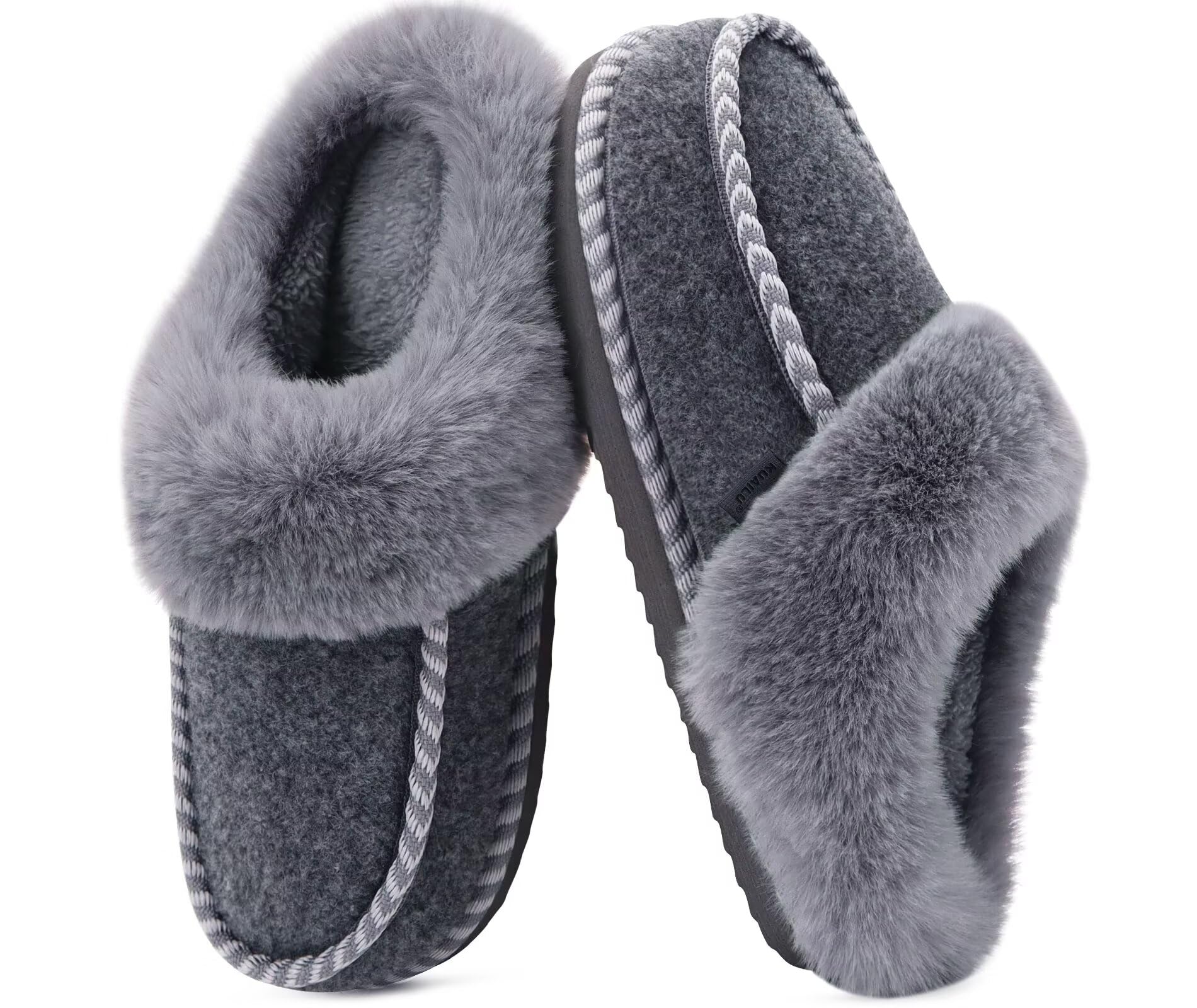 KuaiLu Womens Memory Foam Moccasin Slippers Plush House Comfy Warm Shoes