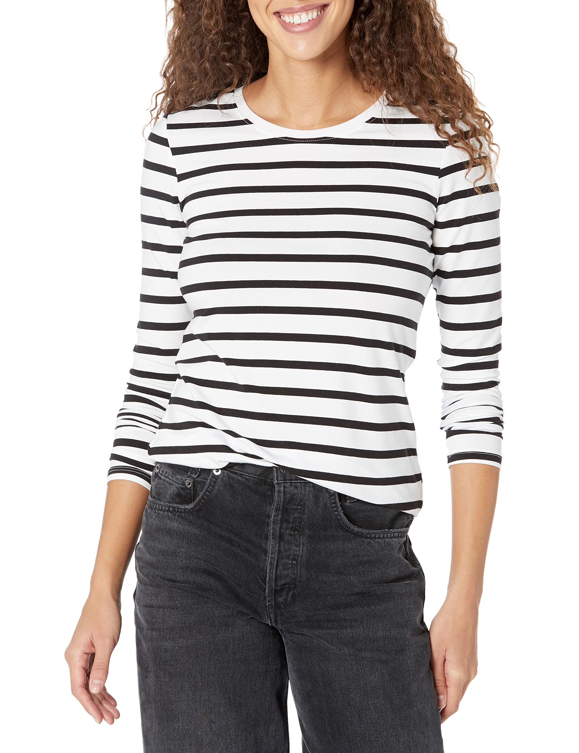 Amazon Essentials Women's Long Sleeve Round Neck T-Shirt, Classic Cut (Available